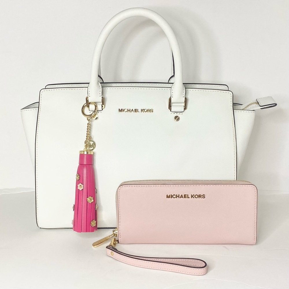 MICHAEL KORS | LARGE  WHITE SELMA SATCHEL SET